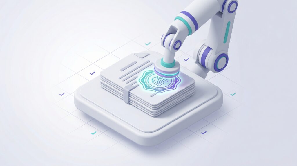 3D illustration representing auditor-approved, highly structured compliance documents.