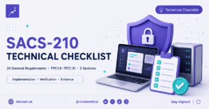 SACS-210 technical implementation checklist covering 24 General Requirements from TPC1.8 to TPC1.31