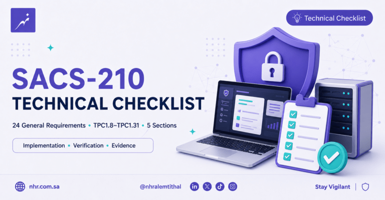 SACS-210 technical implementation checklist covering 24 General Requirements from TPC1.8 to TPC1.31