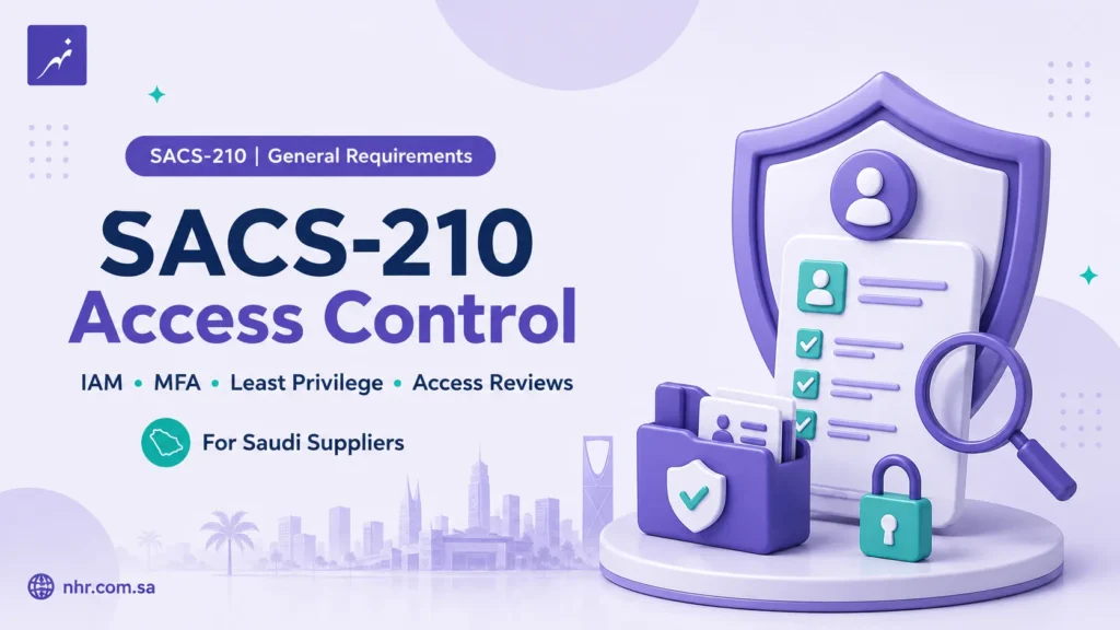 SACS-210 access control guide covering IAM, MFA, least privilege and access reviews for Saudi suppliers