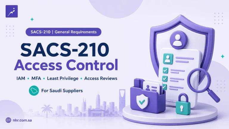 SACS-210 access control guide covering IAM, MFA, least privilege and access reviews for Saudi suppliers