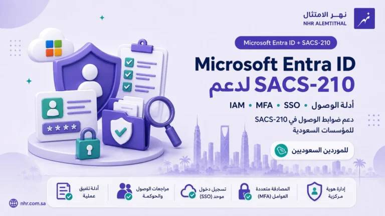 Microsoft Entra ID لدعم ضوابط IAM وMFA وSSO وأدلة الوصول في SACS-210 للمؤسسات السعودية